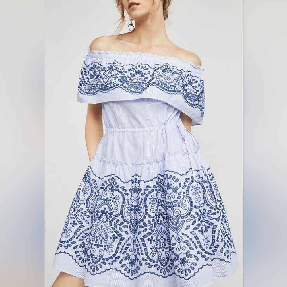 BCBGMAXAZRIA ZOEY OFF-THE-SHOULDER DRESS  SIZE S